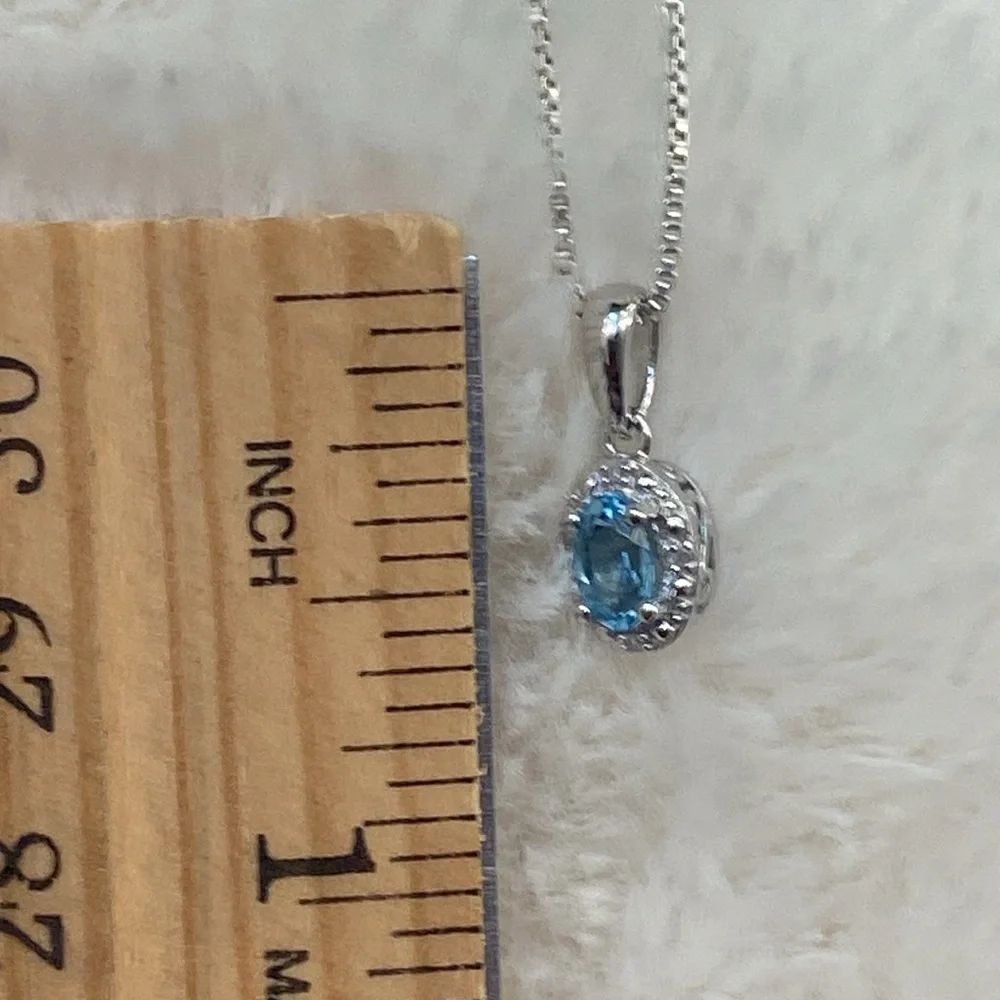 Small Halo Topaz Pendant Necklace